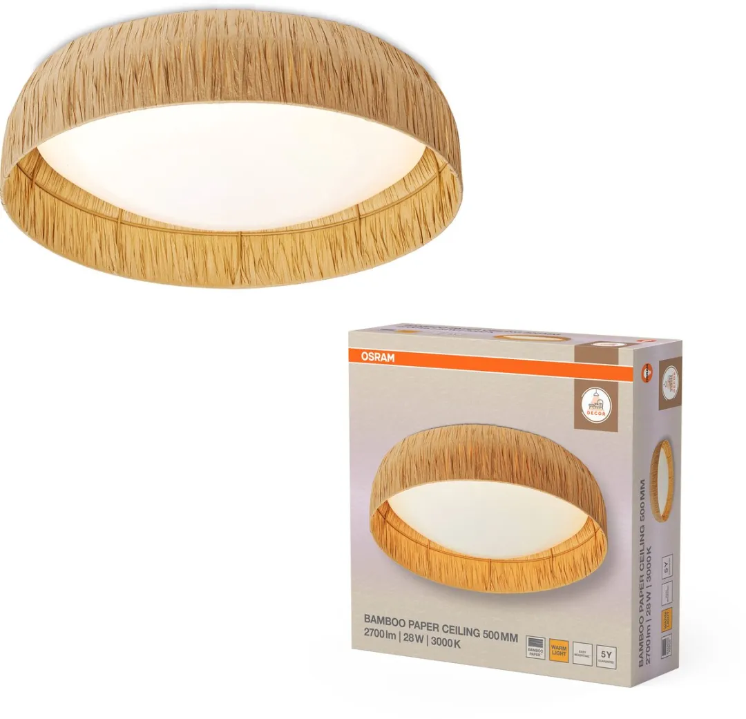 Osram Decor Bamboo Paper Ceiling 500 LED Plafondlamp - 28W 1150lm - Bruin