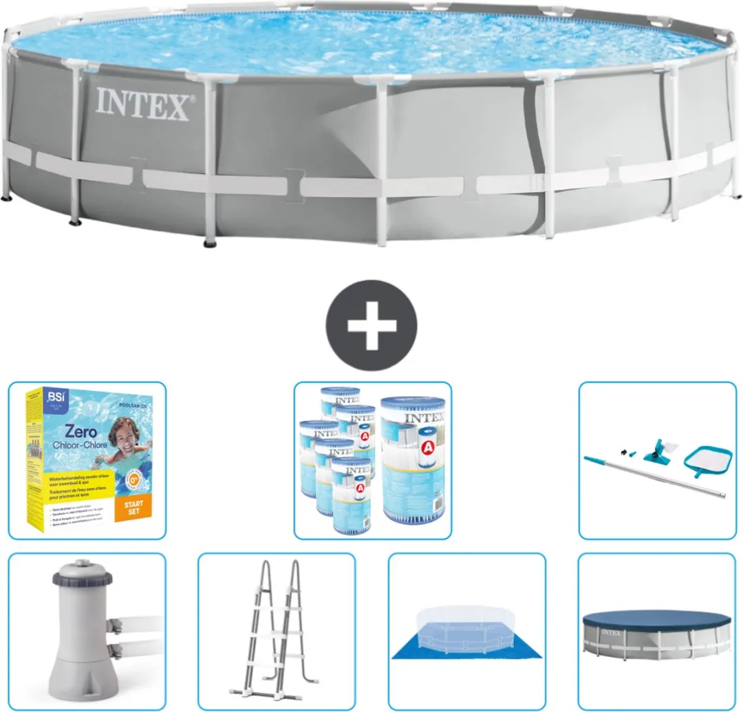 Intex Rond Prism Frame Zwembad 457x107cm - Grijs