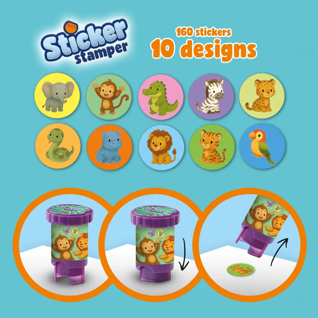 SES Creative Sticker Stamper Jungledieren - 160 Stickers & 6 Kaarten