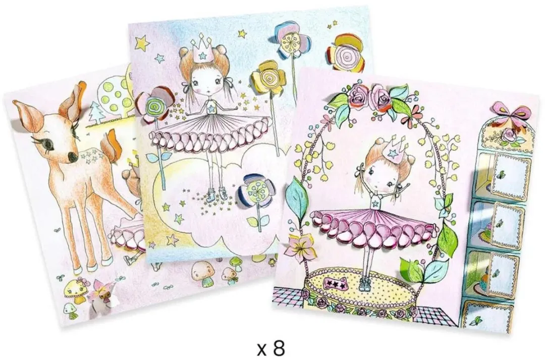 Djeco Les Petites Portes de Pupi - 8 Kleurplaten Multicolor - afbeelding 2 van 6