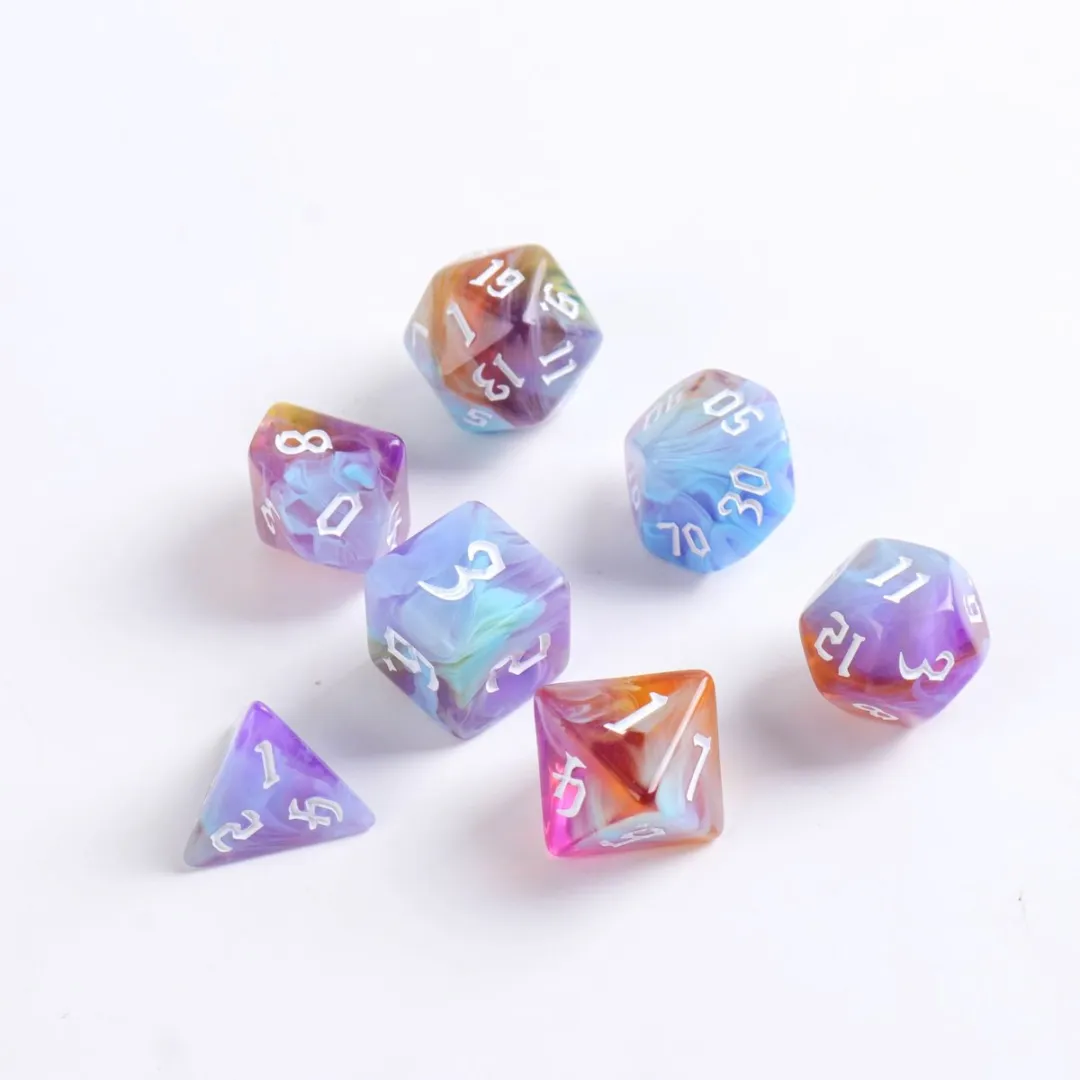 Lapi Toys D&D Polydice Set 7 Stuks - Acryl - Paars/Oranje