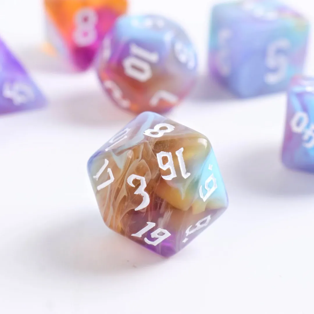 Lapi Toys D&D Polydice Set 7 Stuks - Acryl - Paars/Oranje