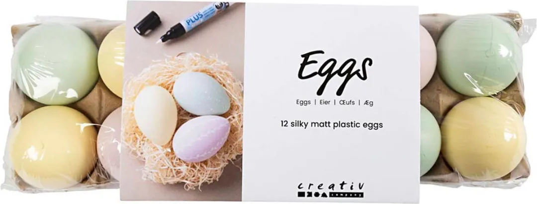 Creativ Company Plastic Eieren 8cm - Multicolor - 12 Stuks