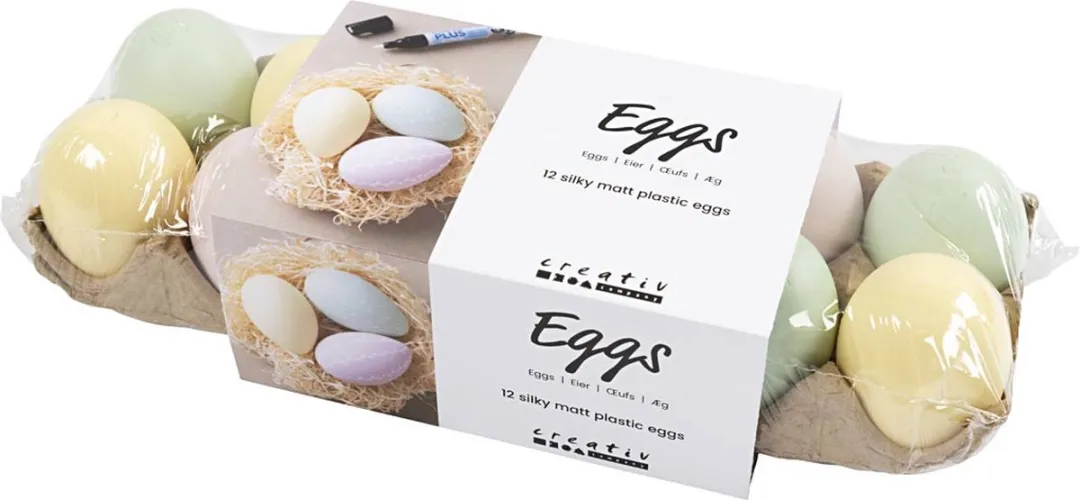 Creativ Company Plastic Eieren 8cm - Multicolor - 12 Stuks