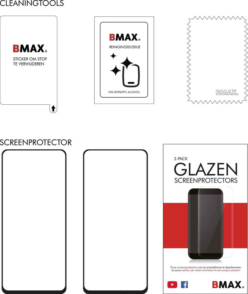 BMAX Screenprotector OnePlus Nord N100 - 2 Stuks - Zwart