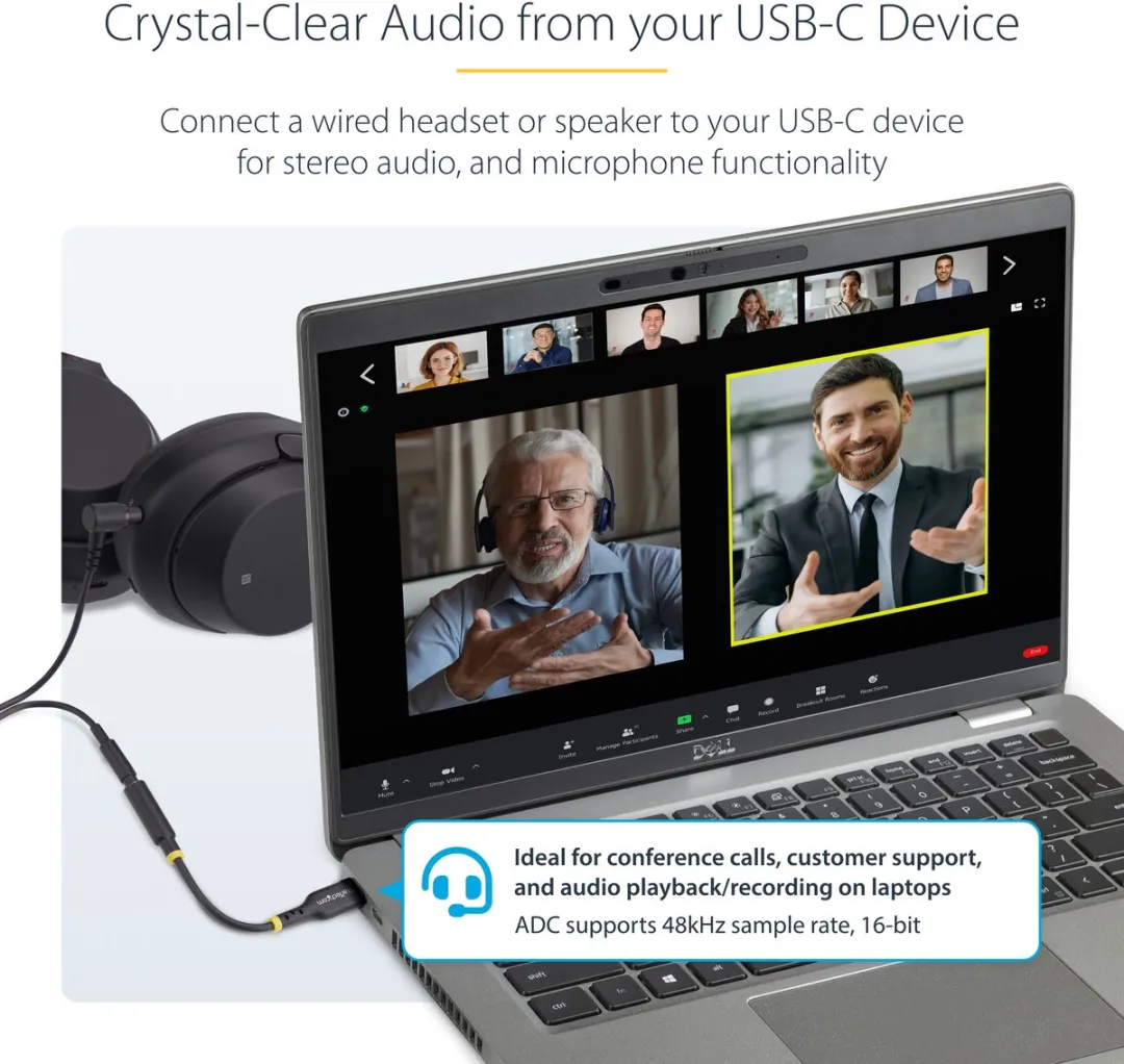 Startech USBCAUDIO2 USB-C naar 3.5mm Audio Adapter - Hi-Fi 32-bit DAC