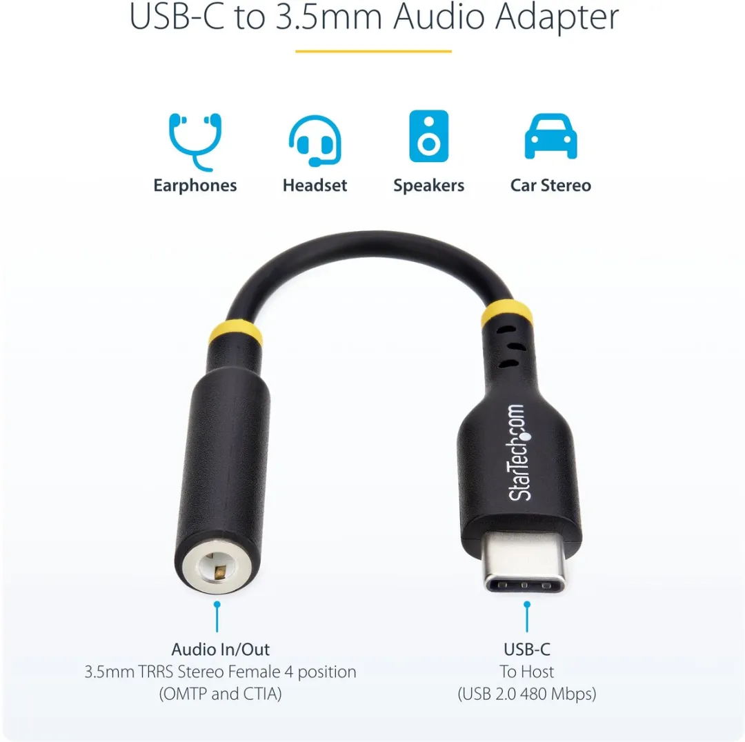 Startech USBCAUDIO2 USB-C naar 3.5mm Audio Adapter - Hi-Fi 32-bit DAC