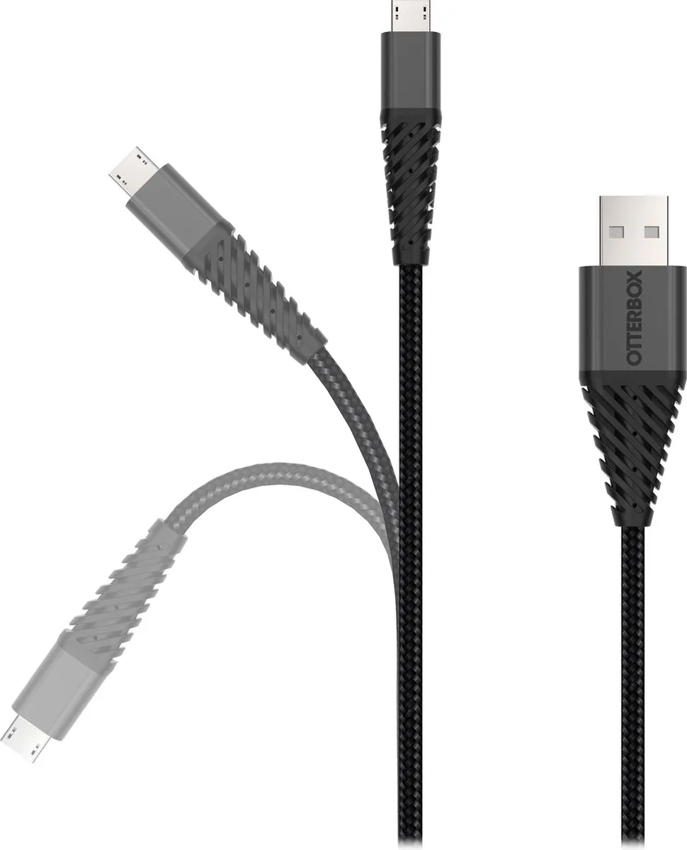 OtterBox Micro-USB Kabel 3m - Zwart/Grijs - afbeelding 6 van 6
