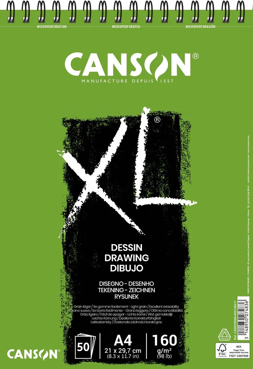 Canson Tekenblok XL 160g/m² A4 50 Vel