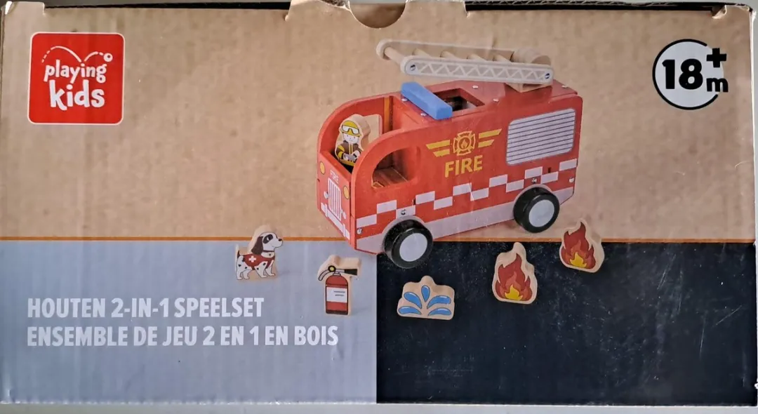 Playing Kids Houten 2-in-1 Speelset Brandweer - 3 Figuren