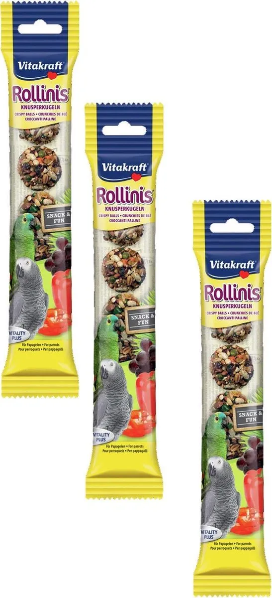 Vitakraft Rollinis Papegaai Vogelsnack - 3x48g