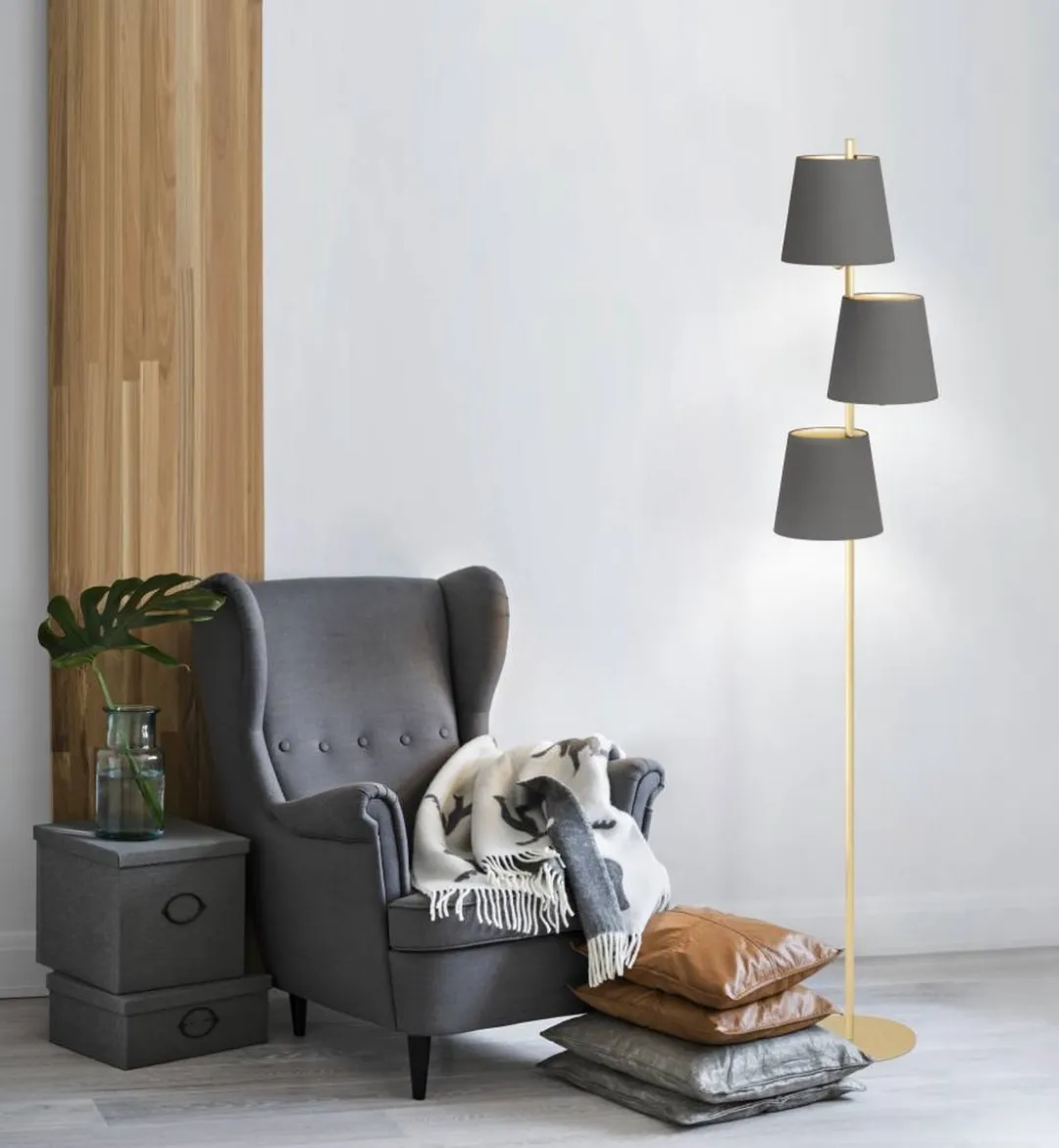 Eglo Almeida 2 Vloerlamp - Ø45cm - Goud/Grijs