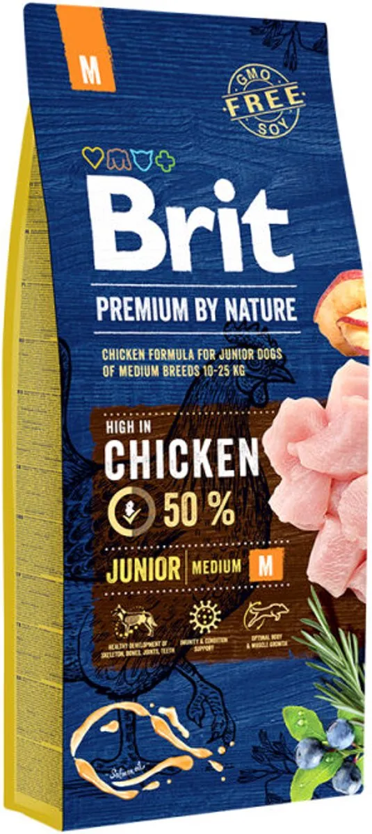 Brit Premium by Nature Junior M Hondenvoer 15kg