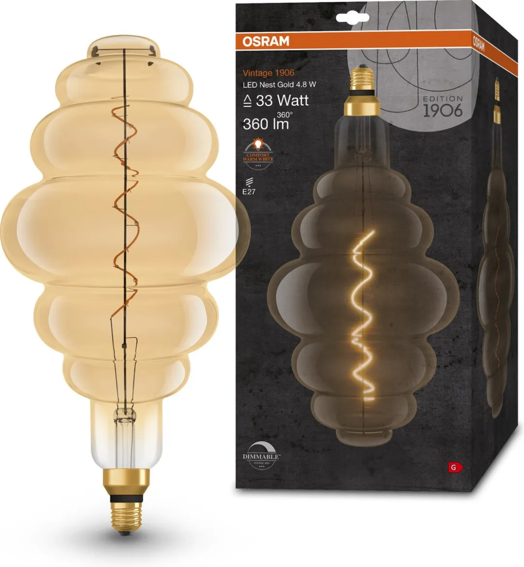 Osram LED-lamp E27 4.8W Warmwit - 2200K - Ø200mm