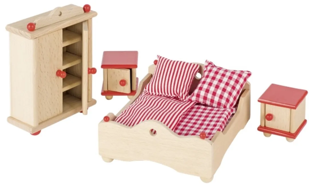 Goki Poppenhuismeubeltjes Slaapkamer 4-delig - Rood