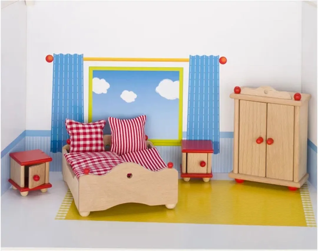 Goki Poppenhuismeubeltjes Slaapkamer 4-delig - Rood