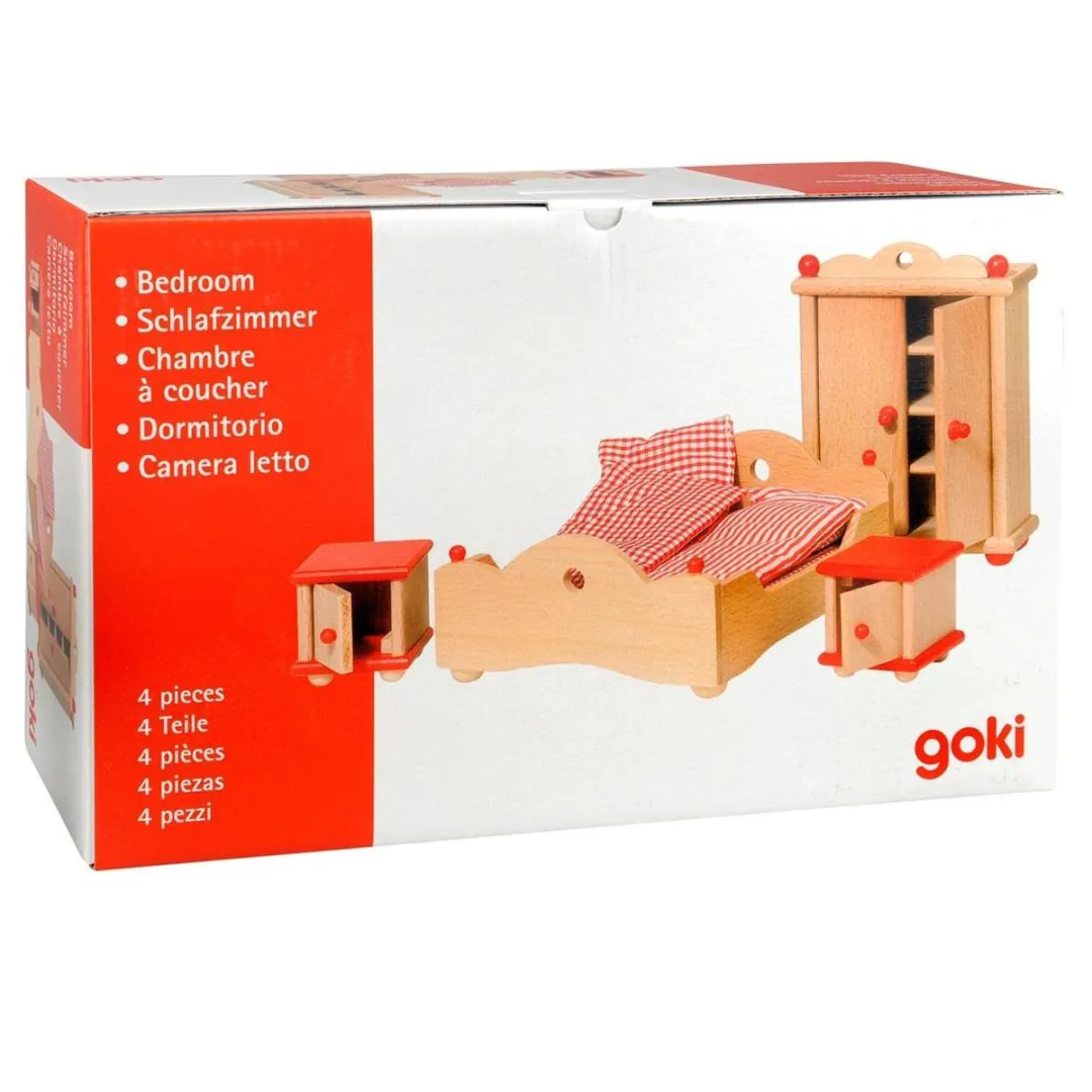 Goki Poppenhuismeubeltjes Slaapkamer 4-delig - Rood