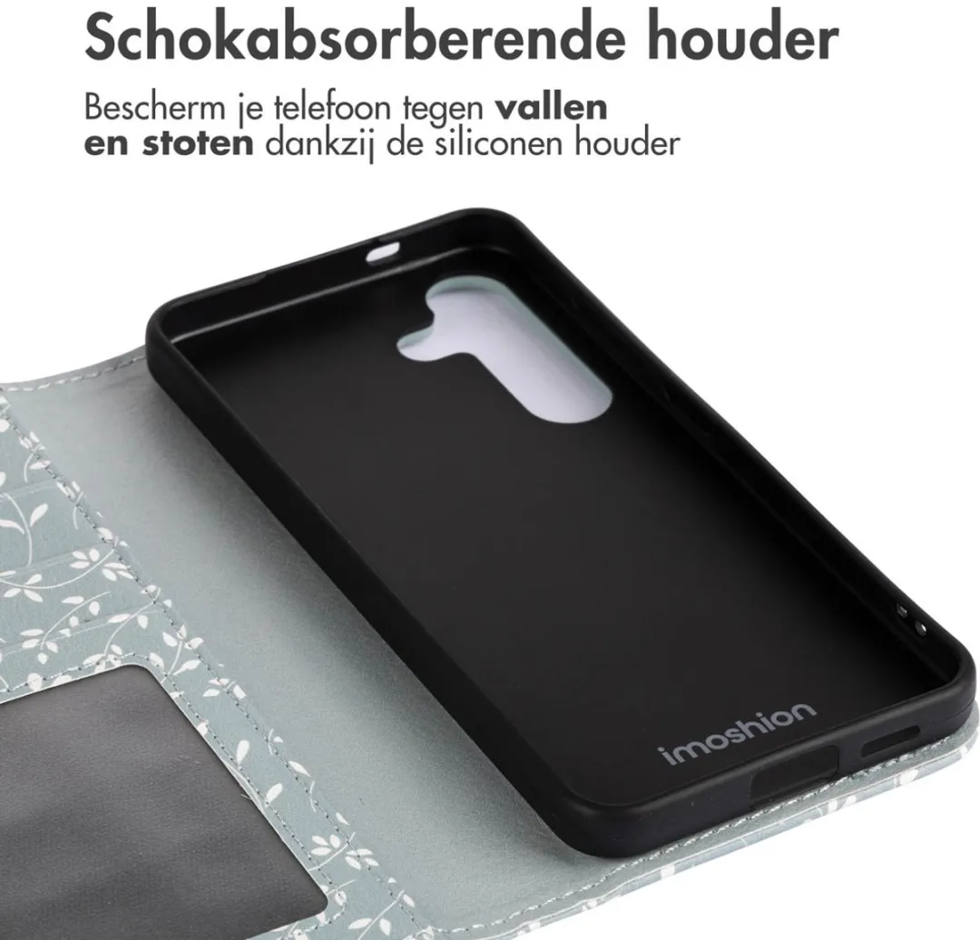 Imoshion Samsung Galaxy S24 Hoesje Smoke Green Flowers - 3 Pasjes