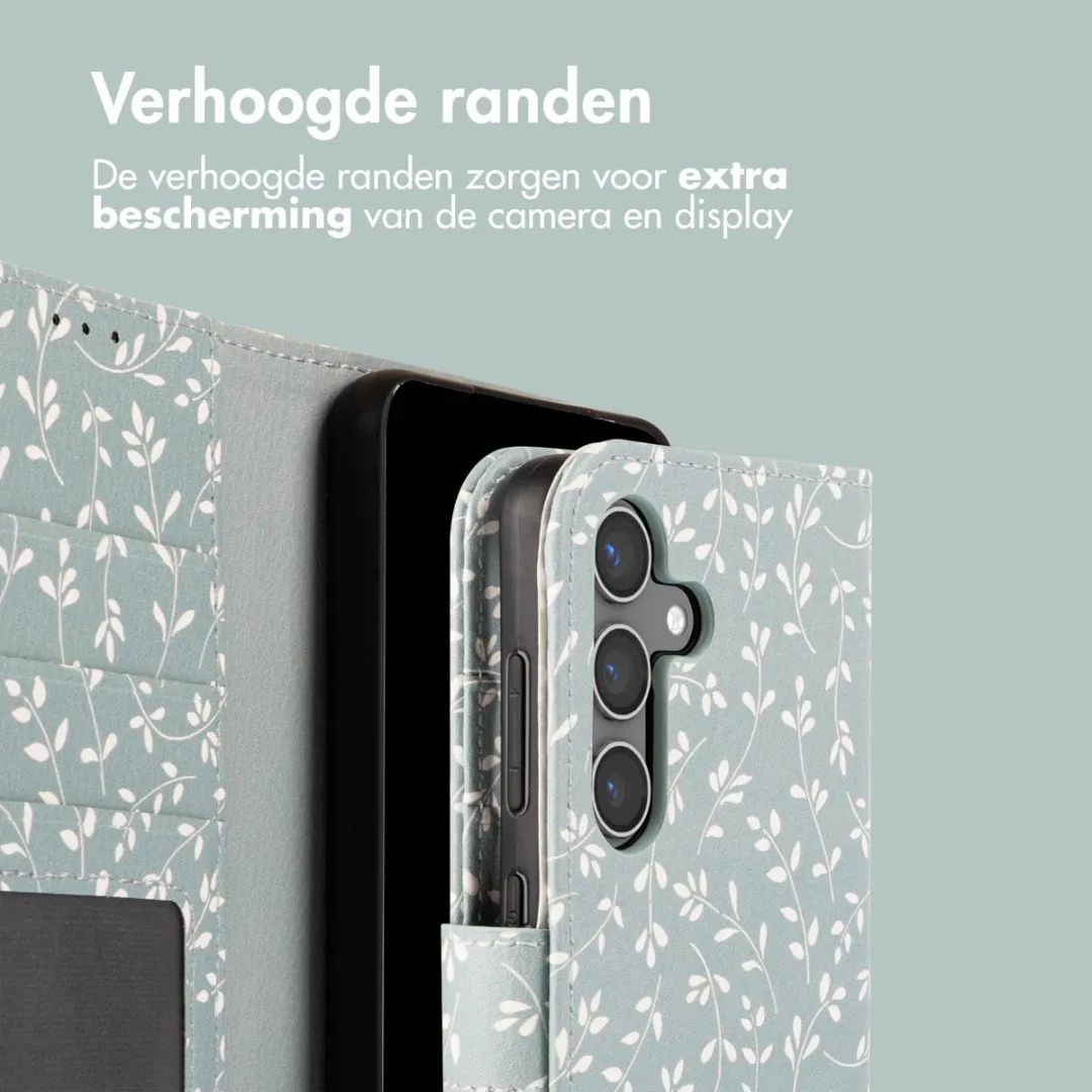 Imoshion Samsung Galaxy S24 Hoesje Smoke Green Flowers - 3 Pasjes