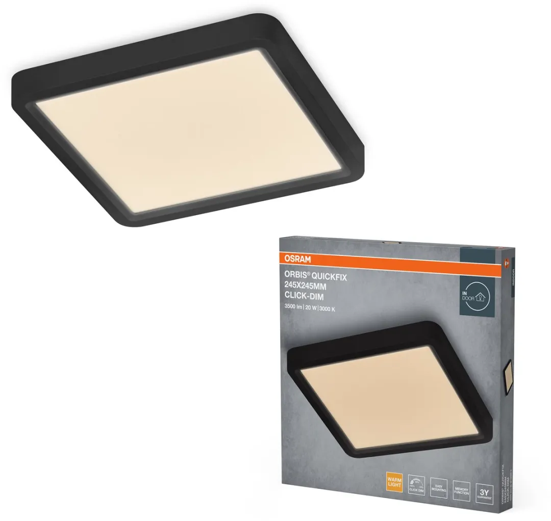 Osram Orbis Quickfix LED Plafondlamp 20W 3000K - 2100lm - Zwart