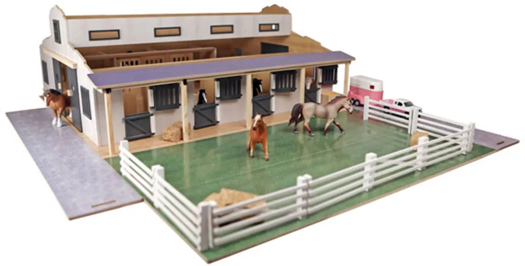 Kids Globe Paardenstal 1:24 - 7 Boxen - Multi kleuren