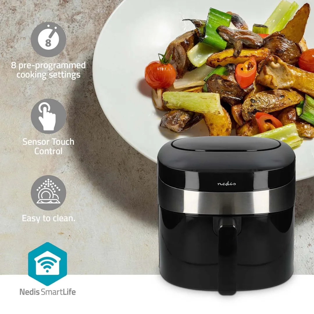 Nedis SmartLife Airfryer XXL Wi-Fi 7,2L - 8 Programma's - Zwart