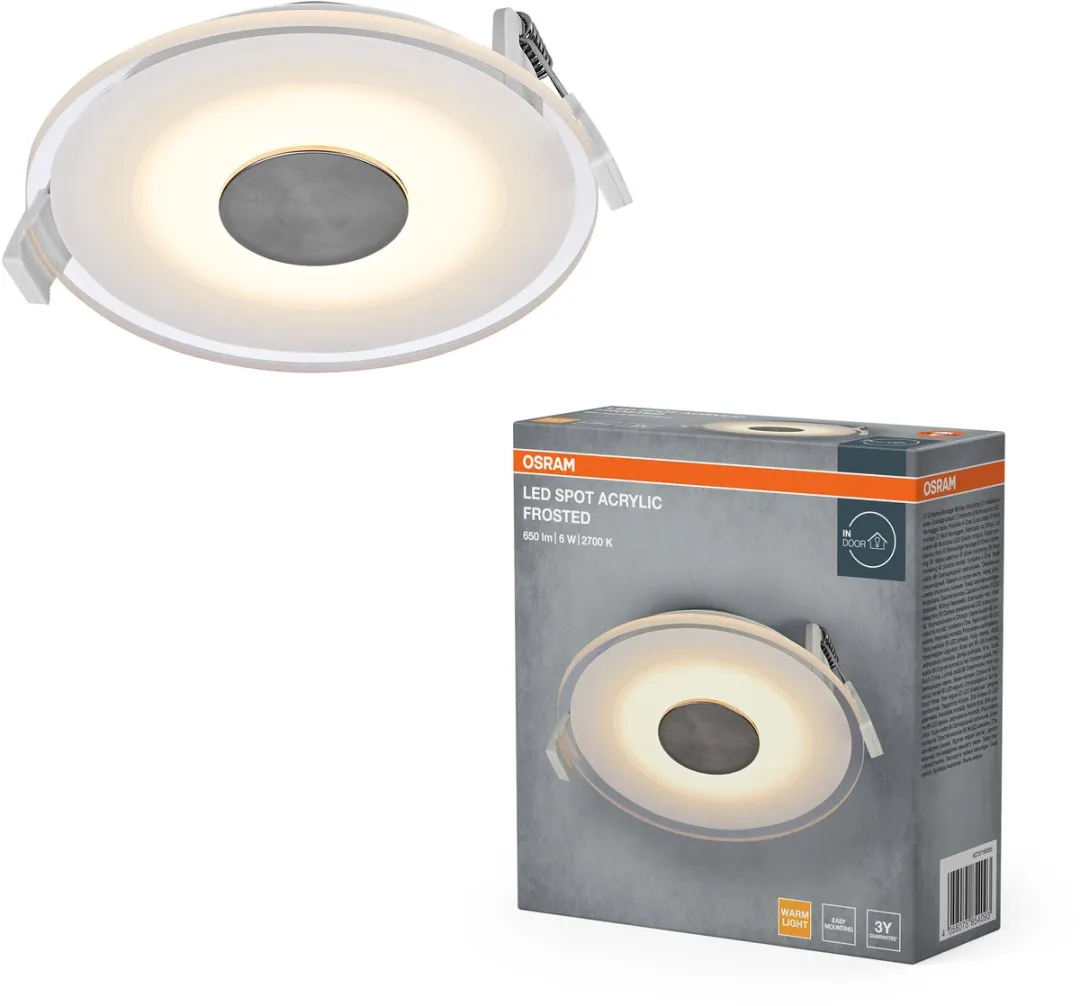 Osram LED Inbouwspot Acryl Mat 6W 2700K - 120mm - Wit