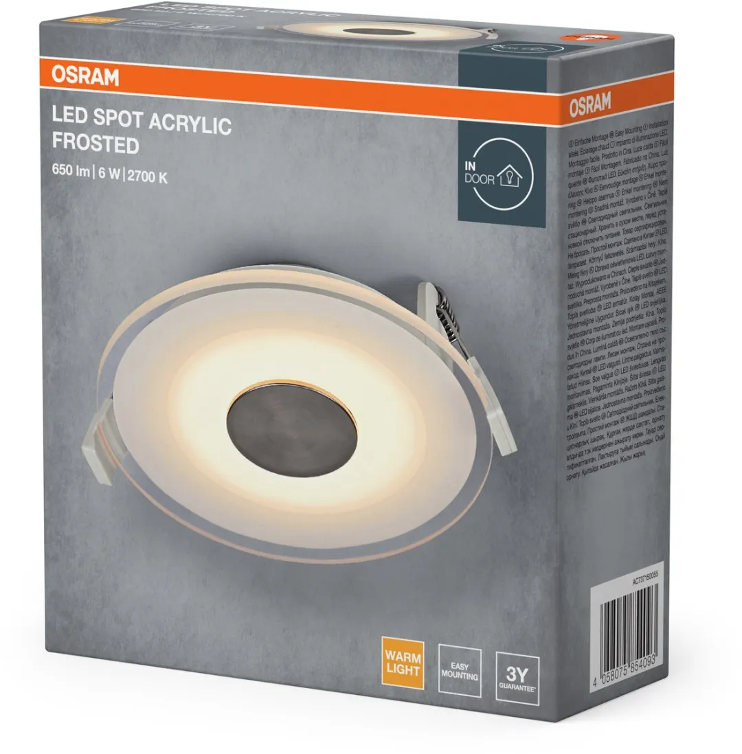 Osram LED Inbouwspot Acryl Mat 6W 2700K - 120mm - Wit