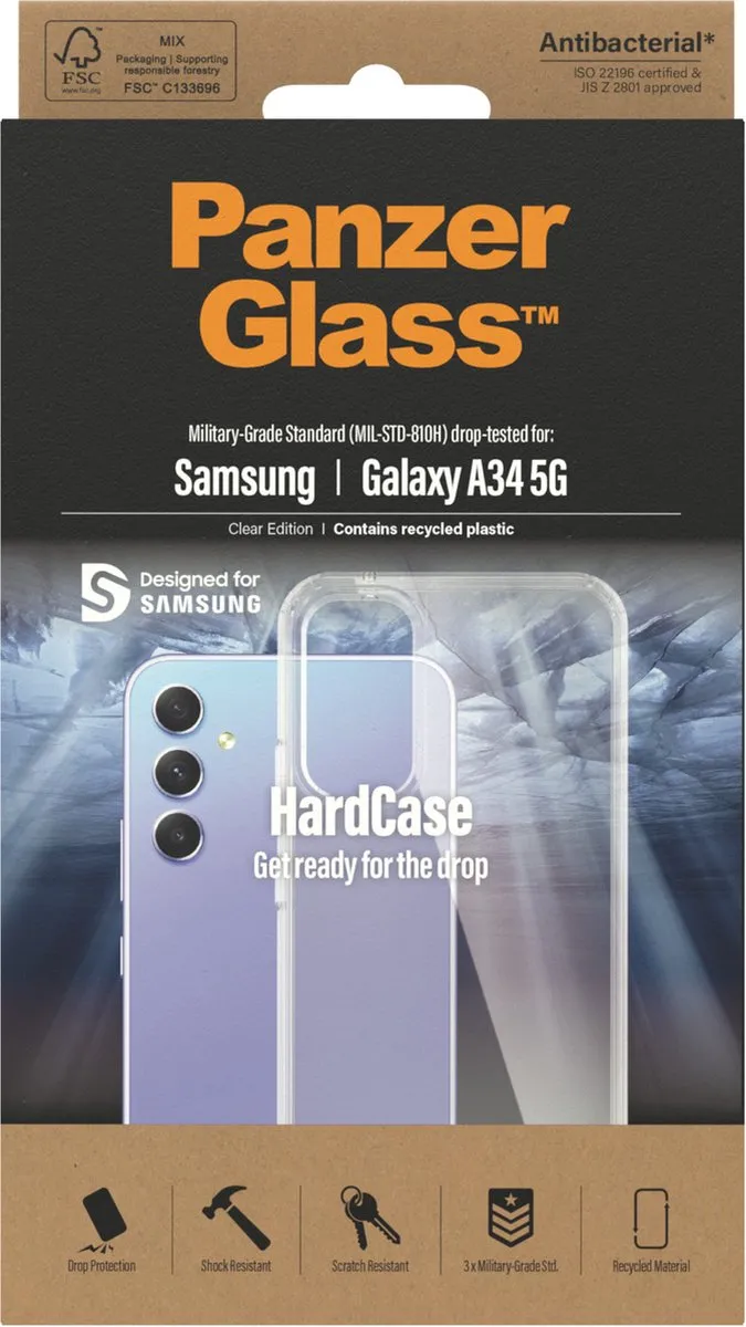 PanzerGlass HardCase 5711724004445 Hoesje - Antibacterieel - Transparant