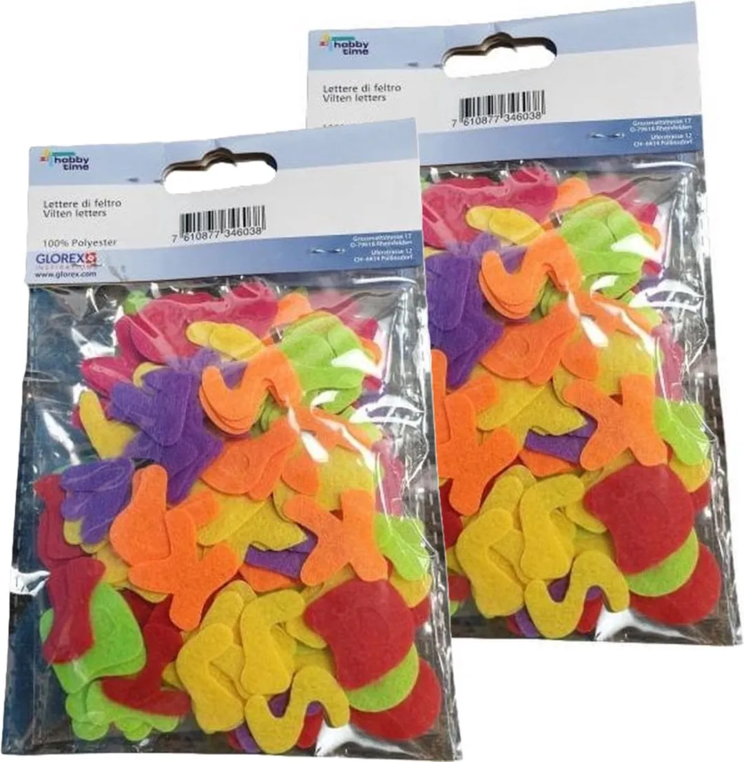 Glorex Hobby Gekleurde Viltletters 2,5 cm - 100 Stuks