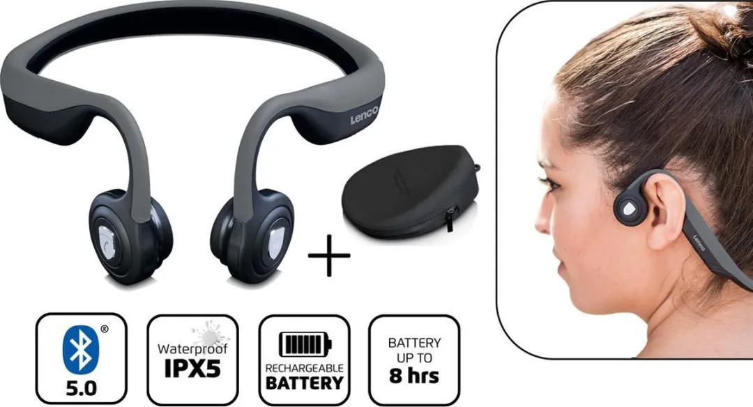 Lenco HBC-200 Bone Conduction Koptelefoon - Zwart-Grijs