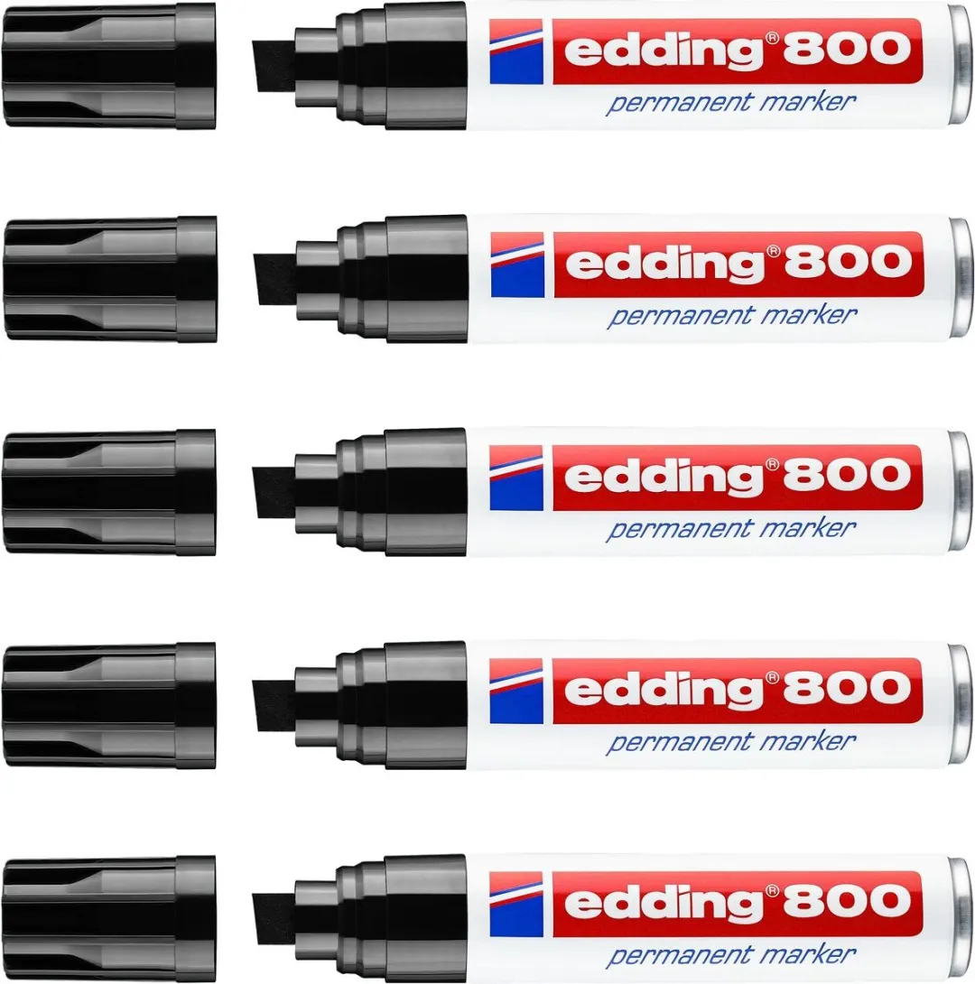 edding 800 Schuin Viltstift - Zwart - 5 Stuks - afbeelding 4 van 6