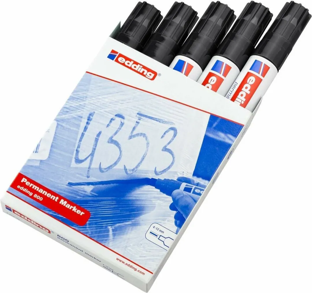 edding 800 Schuin Viltstift - Zwart - 5 Stuks - afbeelding 2 van 6