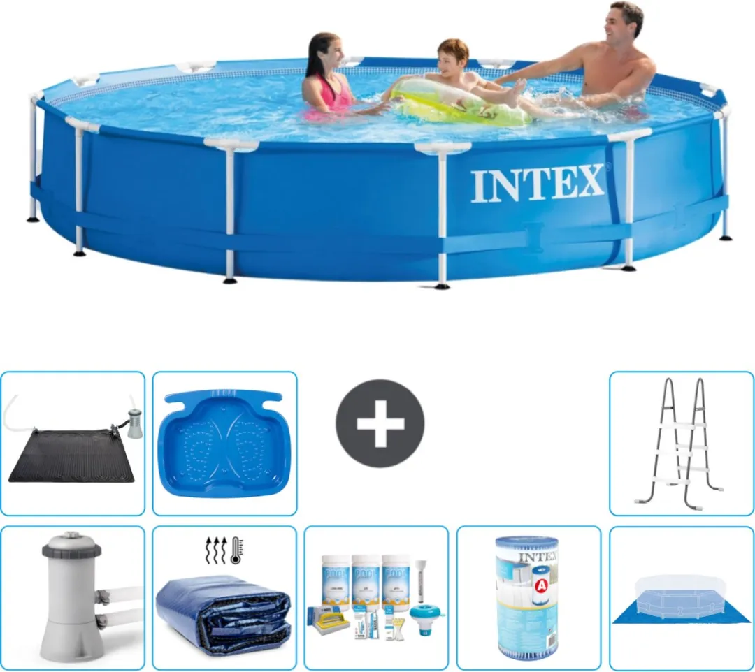 Intex 28212GN-Blauw Rond Frame Zwembad 366x76cm - Blauw