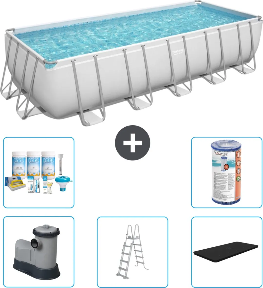 Bestway Power Steel Zwembad 640x274cm - 19.281L Grijs