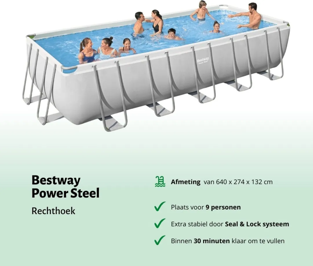 Bestway Power Steel Zwembad 640x274cm - 19.281L Grijs