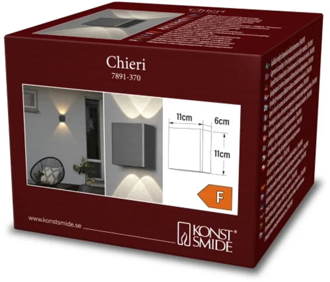Konstsmide Chieri Wandlamp - 4x Warmwit 1W - Antraciet