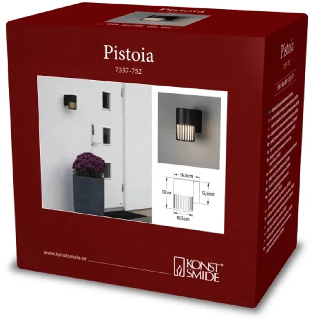 Konstsmide Buiten Wandlamp Pistoia - 1x15W E27 - Zwart Aluminium IP43