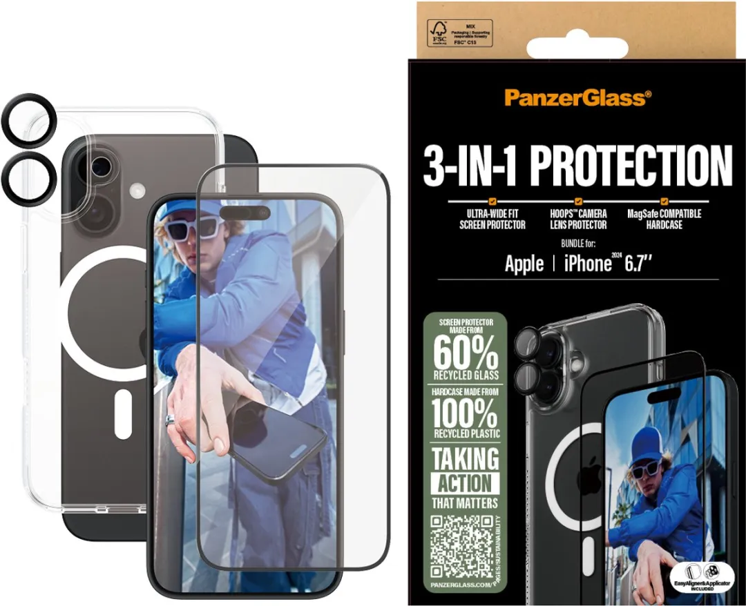 PanzerGlass PG 3-in-1 Bundle iPhone 16 Plus - B1293+2863+1283