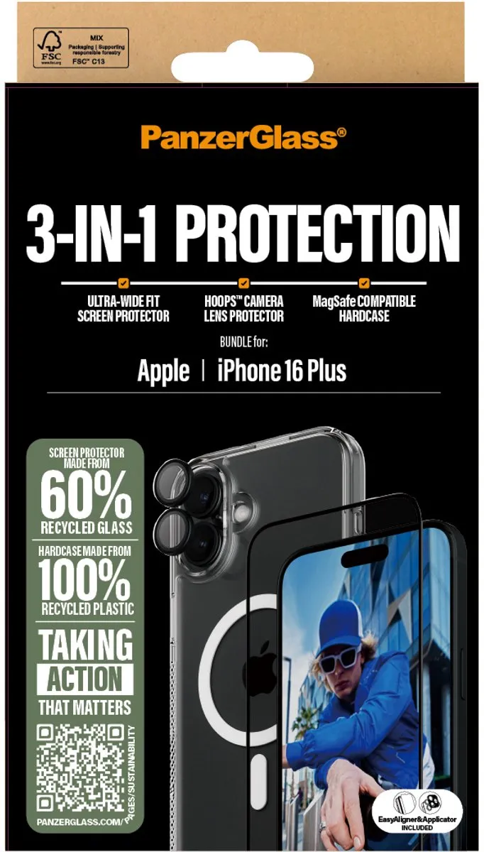 PanzerGlass PG 3-in-1 Bundle iPhone 16 Plus - B1293+2863+1283