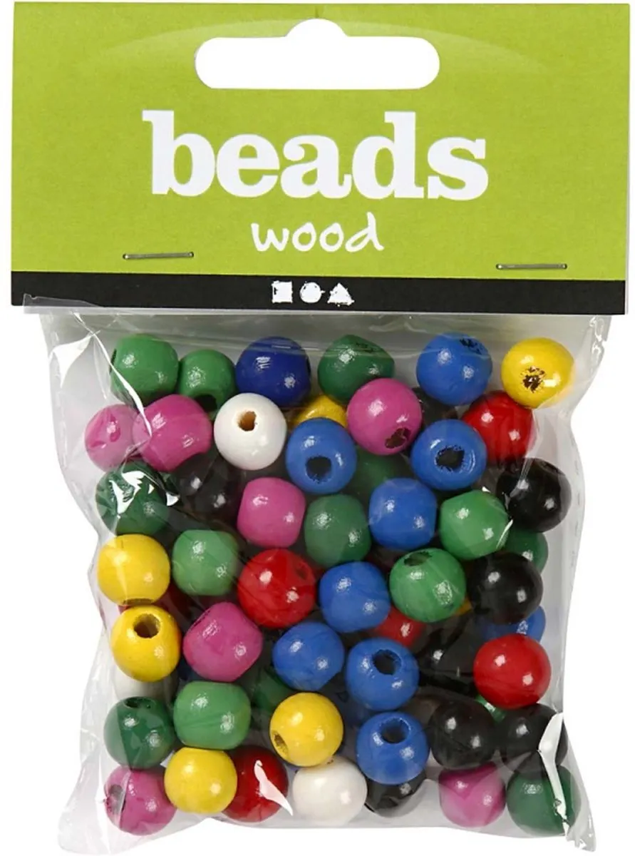 Creativ Company Houten Kralen 12mm - Multicolor - 40 Stuks