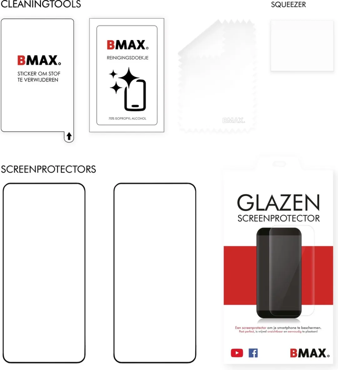 BMAX Samsung Galaxy S20 Full Cover Glasbeschermer - 2 Stuks