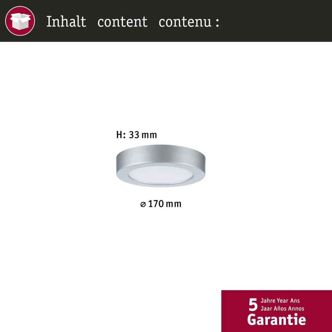 Paulmann LED-paneel Abia 2 White Select 17cm 9,5W 1100lm - Chroom mat