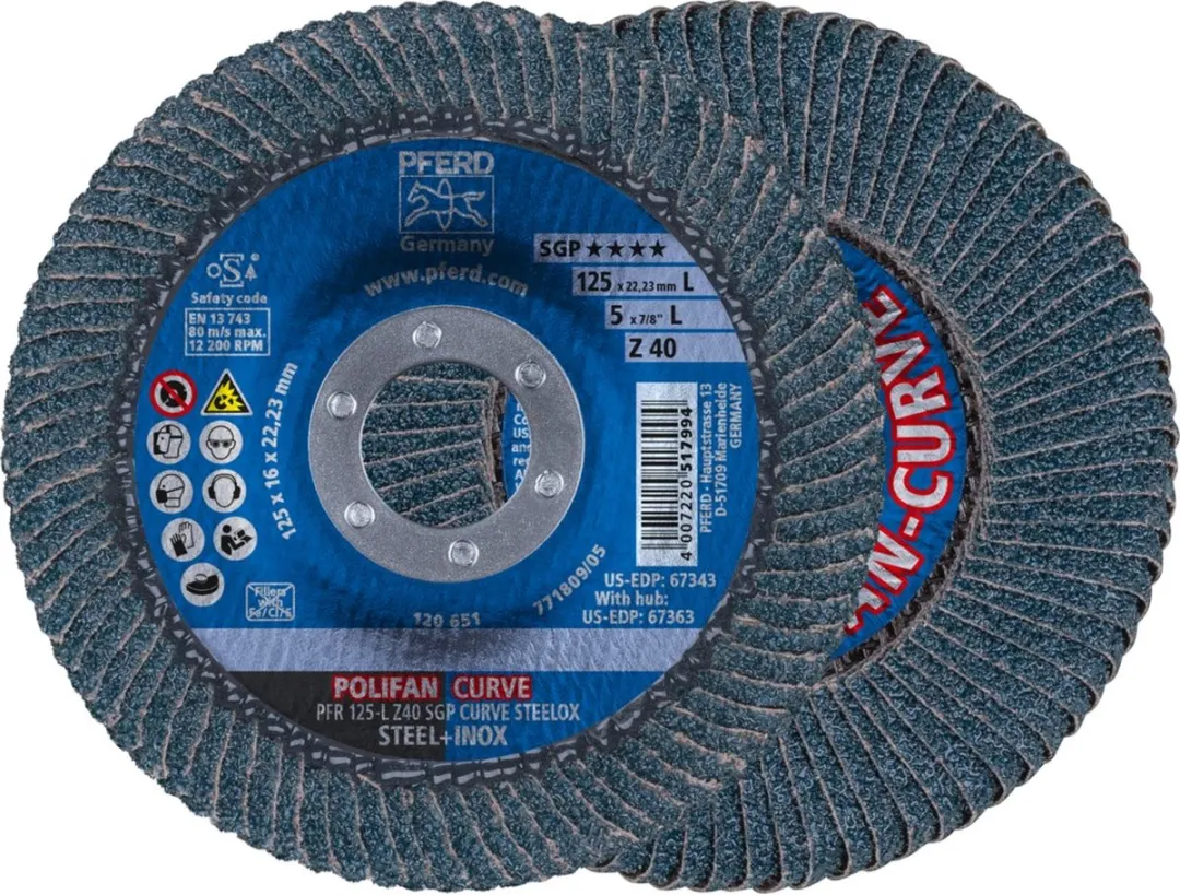 Pferd Lamellenschijf Zirkoniumkorund PFR 125-L Z 40 SGP CURVE STEELOX