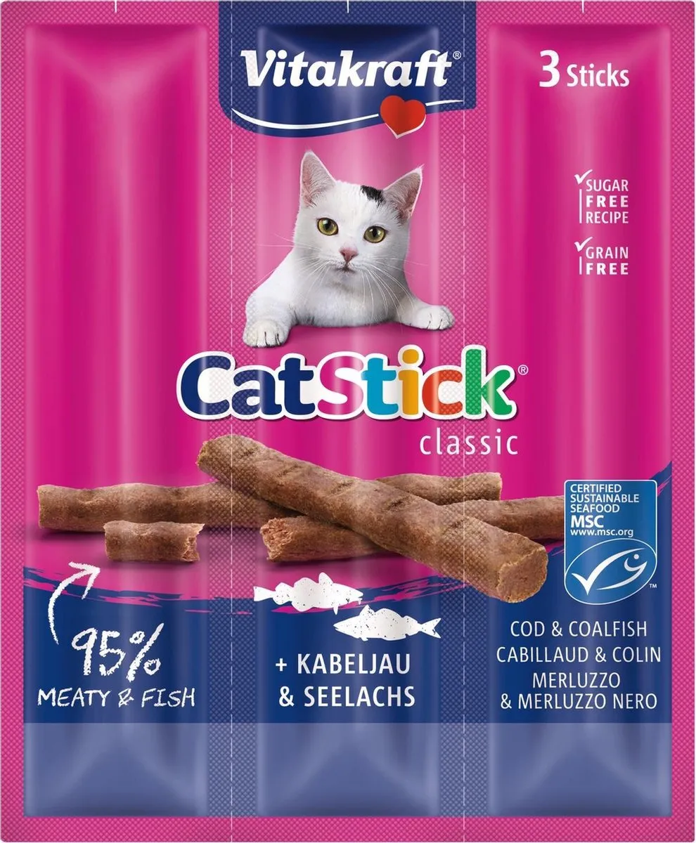 Vitakraft Catstick Mini Kabeljauw & Tonijn - 3 Sticks