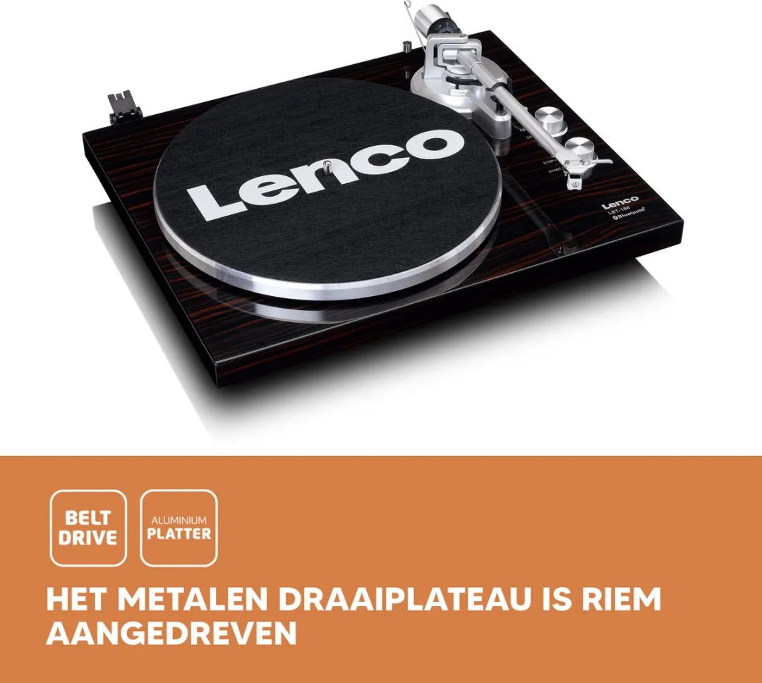 Lenco LBT-188WA Platenspeler Bundel - Walnoot + Cleaning Kit - afbeelding 6 van 6