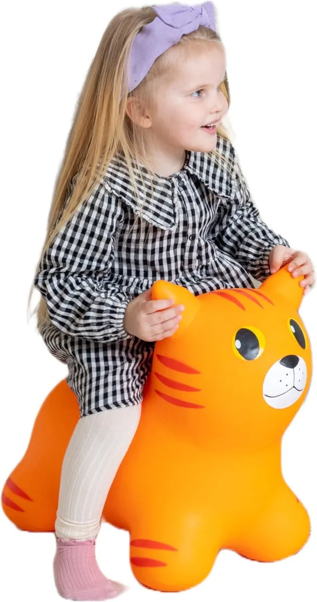 JUMPY Kat oranje - Hopper 100 kg belastbaar - Speelgoed Skippybal - Skippy Dieren - Skippybal Haas - Kinderspeelgoed - Speelgoed 12 maanden - Inclusief Pomp - Tot 100 kg Gewicht - Skippy bal - Cadeau kind - voedselveilige materialen
