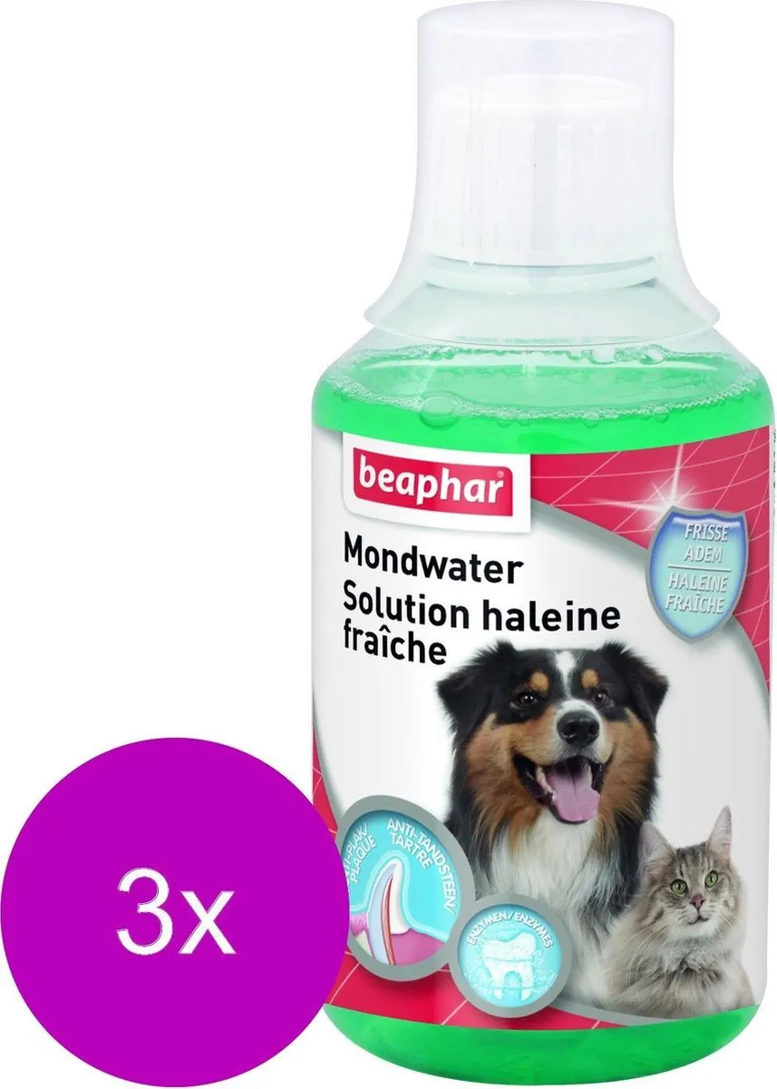 Beaphar Mondwater Hond/Kat 250ml - 3 Stuks