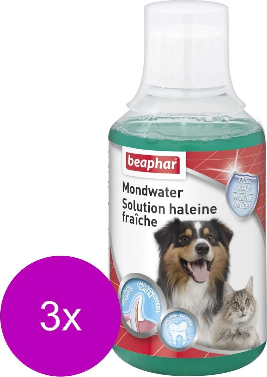 Beaphar Mondwater Hond/Kat 250ml - 3 Stuks