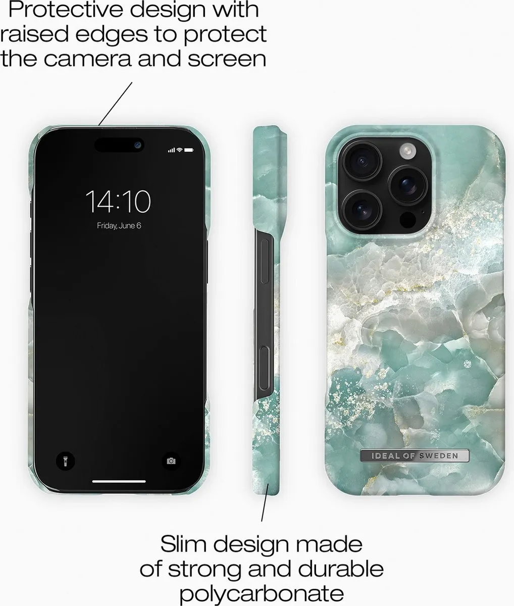iDeal of Sweden iPhone 16 Pro Fashion Case Azura Marble - 12 Pasjes - afbeelding 4 van 4
